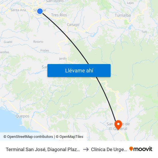 Terminal San José, Diagonal Plazoleta Tiradentes to Clínica De Urgencias Pz map