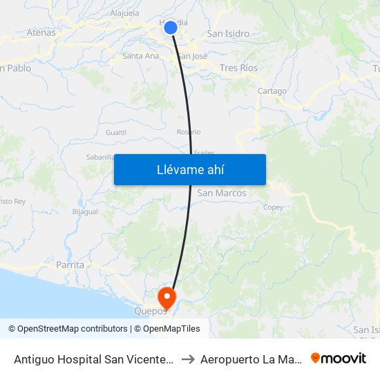 Antiguo Hospital San Vicente De Paul to Aeropuerto La Managua map