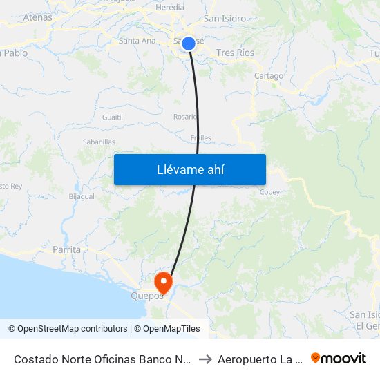 Costado Norte Oficinas Banco Nacional San José to Aeropuerto La Managua map