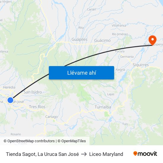 Tienda Sagot, La Uruca San José to Liceo Maryland map