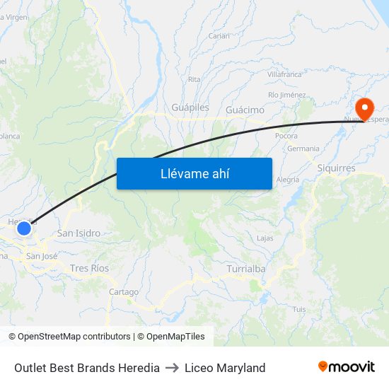 Outlet Best Brands Heredia to Liceo Maryland map