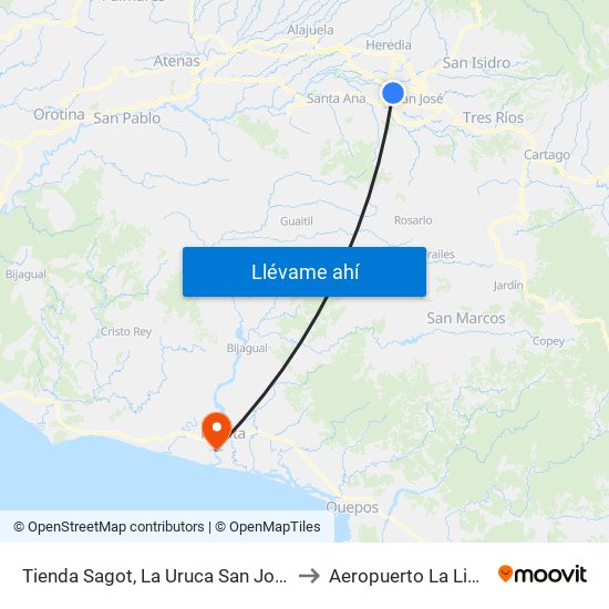 Tienda Sagot, La Uruca San José to Aeropuerto La Ligia map