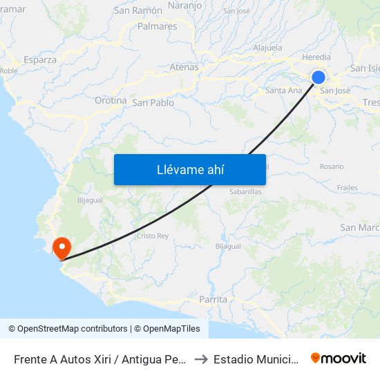 Frente A Autos Xiri / Antigua Peugeot, La Valencia Heredia to Estadio Municipal De Garabito map