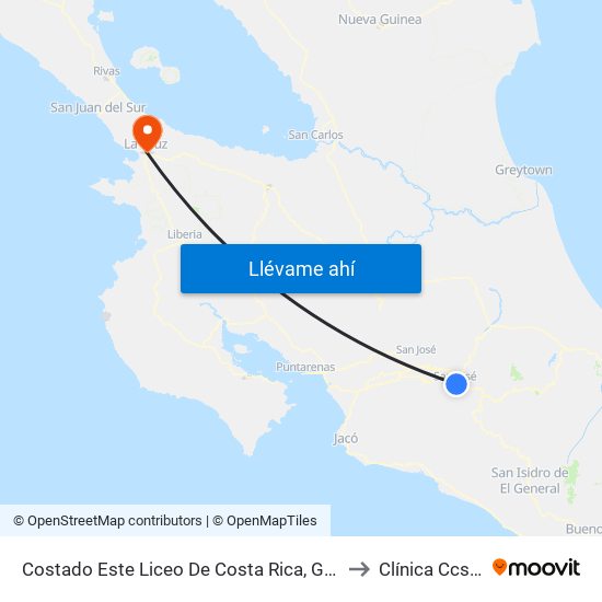 Costado Este Liceo De Costa Rica, González Víquez San José to Clínica Ccss La Cruz map