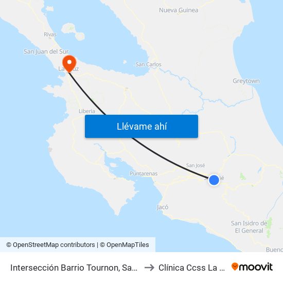 Intersección Barrio Tournon, San José to Clínica Ccss La Cruz map