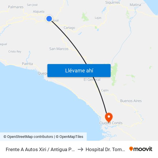 Frente A Autos Xiri / Antigua Peugeot, La Valencia Heredia to Hospital Dr. Tomás Casas Casajús map