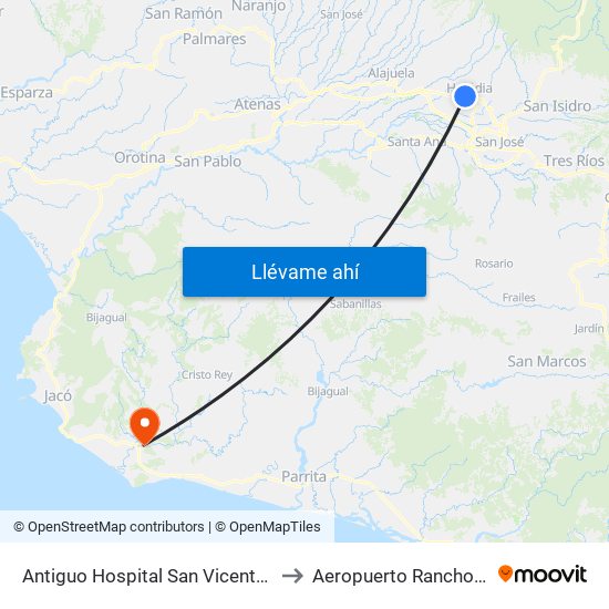 Antiguo Hospital San Vicente De Paul to Aeropuerto Rancho Nuevo map