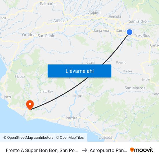 Frente A Súper Bon Bon, San Pedro Montes De Oca to Aeropuerto Rancho Nuevo map