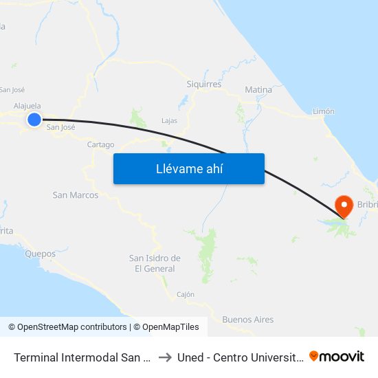 Terminal Intermodal San Antonio De Belén to Uned - Centro Universitario Talamanca map