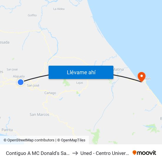 Contiguo A MC Donald's San Antonio, Belén to Uned - Centro Universitario Limón map