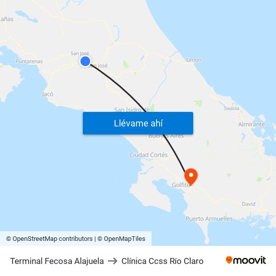 Terminal Fecosa Alajuela to Clínica Ccss Río Claro map