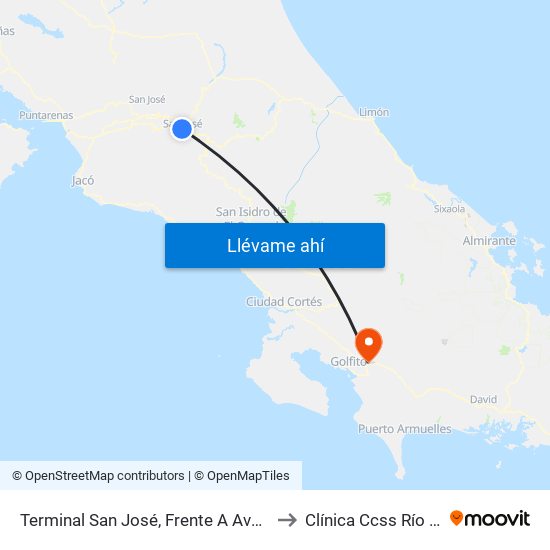 Terminal San José, Frente A Avalúos Ins to Clínica Ccss Río Claro map