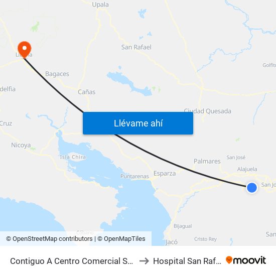 Contiguo A Centro Comercial Santa Ana Town Center to Hospital San Rafael Arcángel map