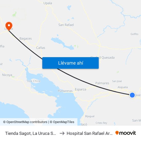 Tienda Sagot, La Uruca San José to Hospital San Rafael Arcángel map