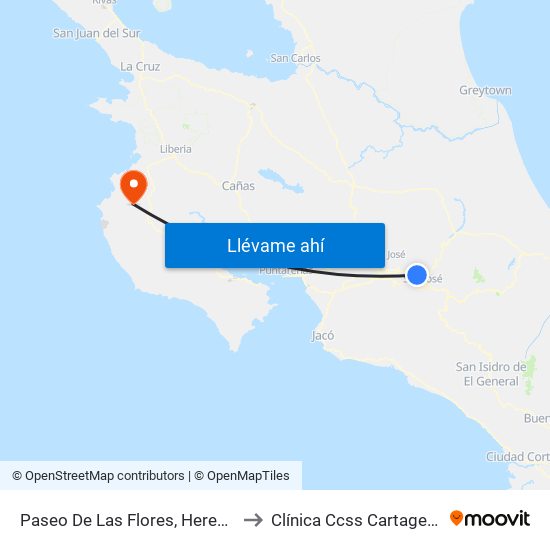 Paseo De Las Flores, Heredia to Clínica Ccss Cartagena map