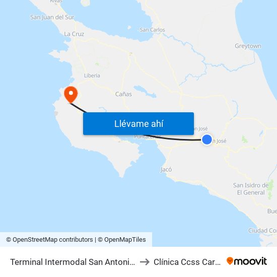 Terminal Intermodal San Antonio De Belén to Clínica Ccss Cartagena map