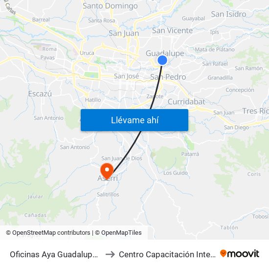 Oficinas Aya Guadalupe, Goicoechea to Centro Capacitación Integral Dinadeco map