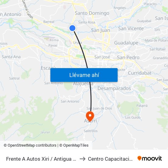 Frente A Autos Xiri / Antigua Peugeot, La Valencia Heredia to Centro Capacitación Integral Dinadeco map