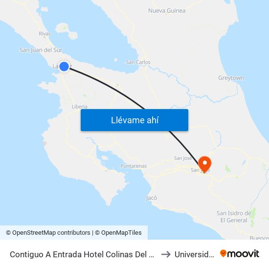 Contiguo A Entrada Hotel Colinas Del Norte, Interamericana Norte La Cruz to Universidad Fidélitas map