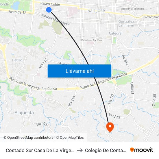 Costado Sur Casa De La Virgen, San Bosco San José to Colegio De Contadores Privados map