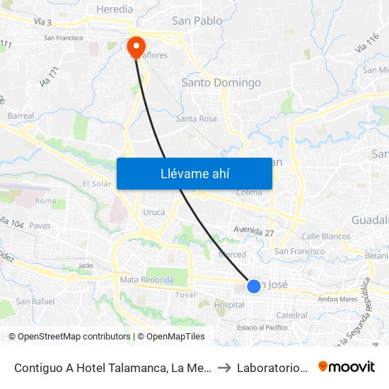 Contiguo A Hotel Talamanca, La Merced San José to Laboratorios Labin map