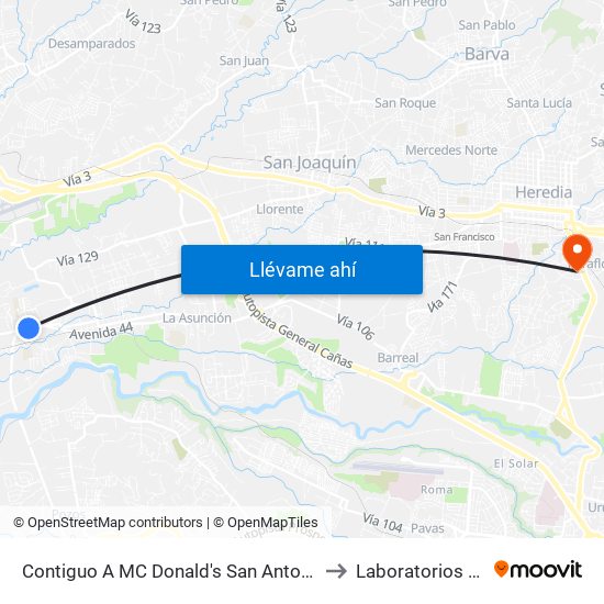 Contiguo A MC Donald's San Antonio, Belén to Laboratorios Labin map