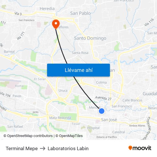 Terminal Mepe to Laboratorios Labin map
