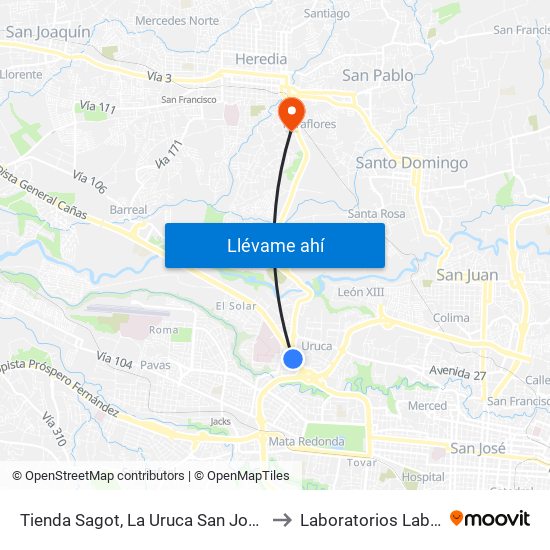 Tienda Sagot, La Uruca San José to Laboratorios Labin map