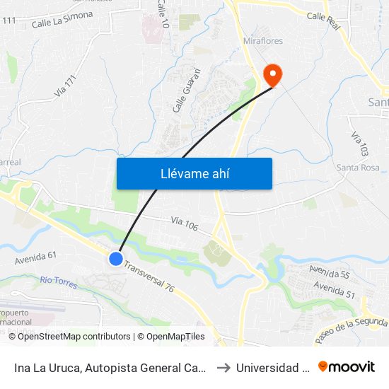 Ina La Uruca, Autopista General Cañas San José to Universidad Latina map