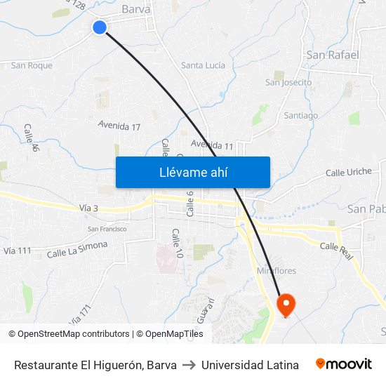 Restaurante El Higuerón, Barva to Universidad Latina map