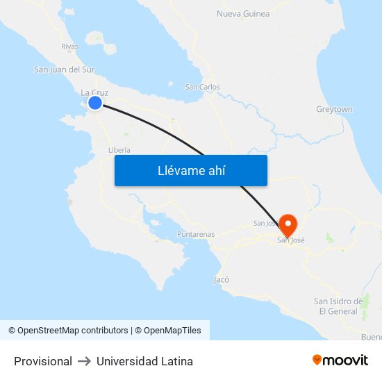 Provisional to Universidad Latina map