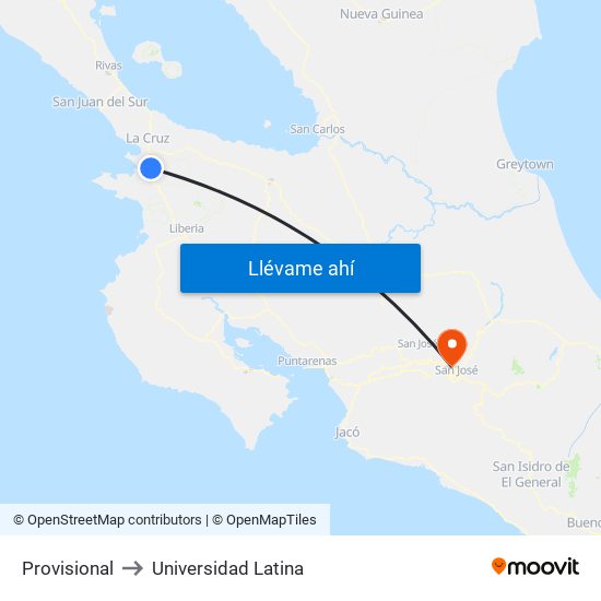 Provisional to Universidad Latina map