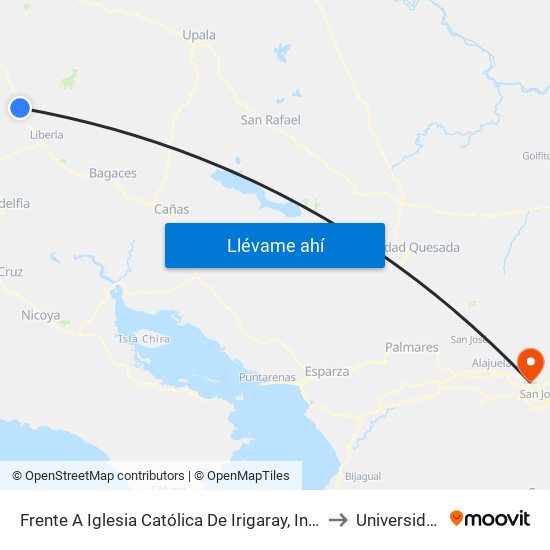 Frente A Iglesia Católica De Irigaray, Interamericana Norte Liberia to Universidad Latina map