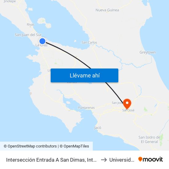 Intersección Entrada A San Dimas, Interamericana Norte La Cruz to Universidad Latina map