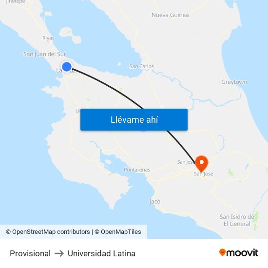 Provisional to Universidad Latina map