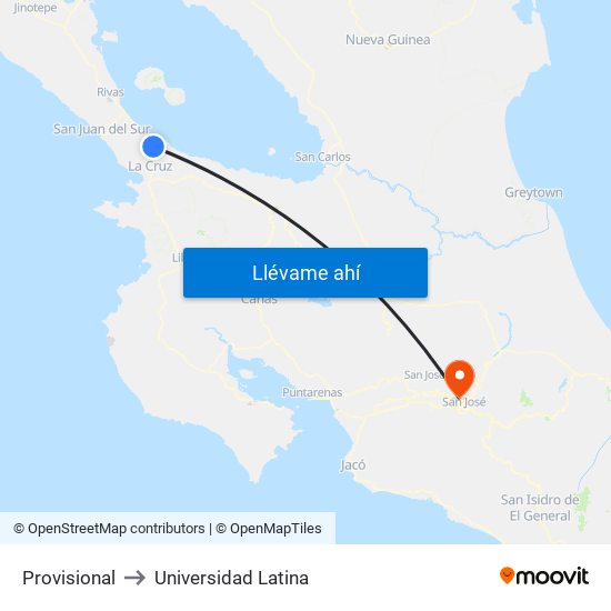 Provisional to Universidad Latina map