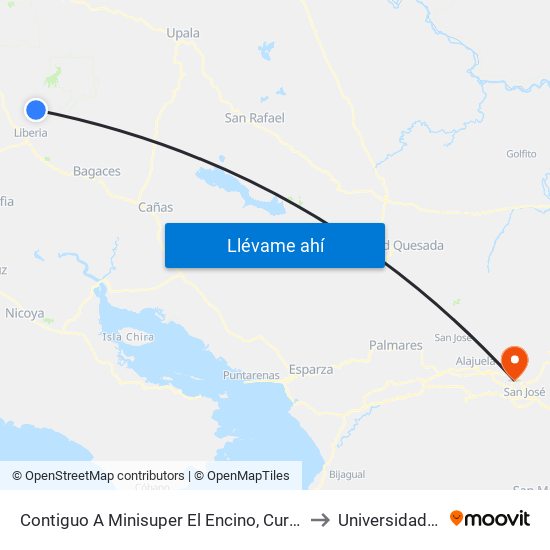 Contiguo A Minisuper El Encino, Curubandé Liberia to Universidad Latina map