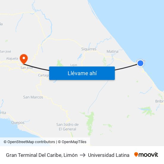 Gran Terminal Del Caribe, Limón to Universidad Latina map