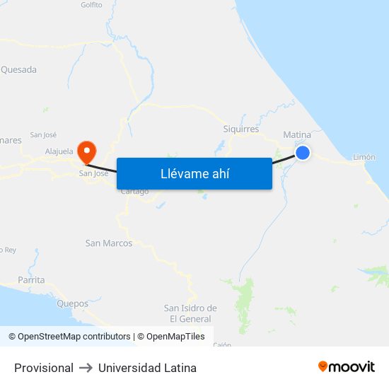 Provisional to Universidad Latina map