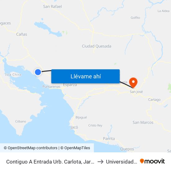 Contiguo A Entrada Urb. Carlota, Jarquín Puntarenas to Universidad Latina map