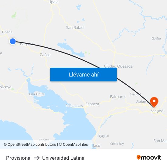 Provisional to Universidad Latina map