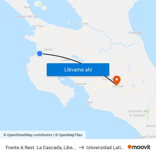 Frente A Rest. La Cascada, Liberia to Universidad Latina map