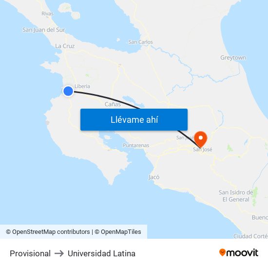 Provisional to Universidad Latina map