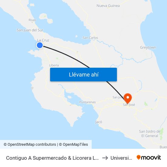 Contiguo A Supermercado & Licorera La Casona, Playa Papaturro La Cruz to Universidad Latina map