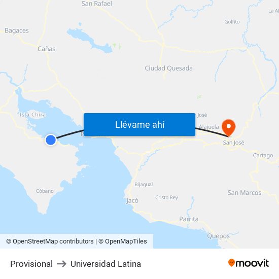 Provisional to Universidad Latina map