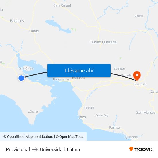 Provisional to Universidad Latina map