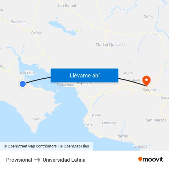 Provisional to Universidad Latina map