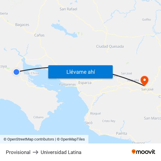 Provisional to Universidad Latina map