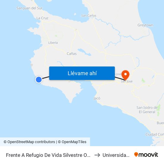 Frente A Refugio De Vida Silvestre Ostional, Santa Cruz to Universidad Latina map
