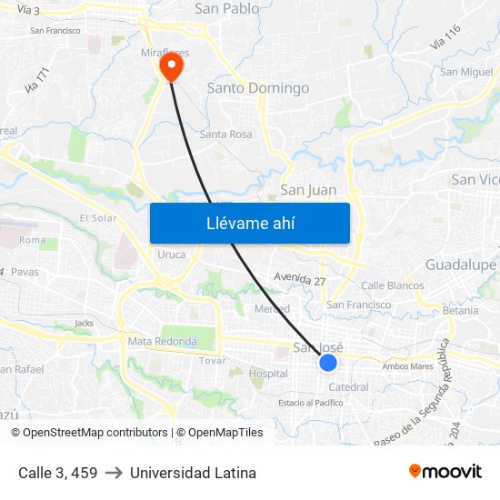 Calle 3, 459 to Universidad Latina map